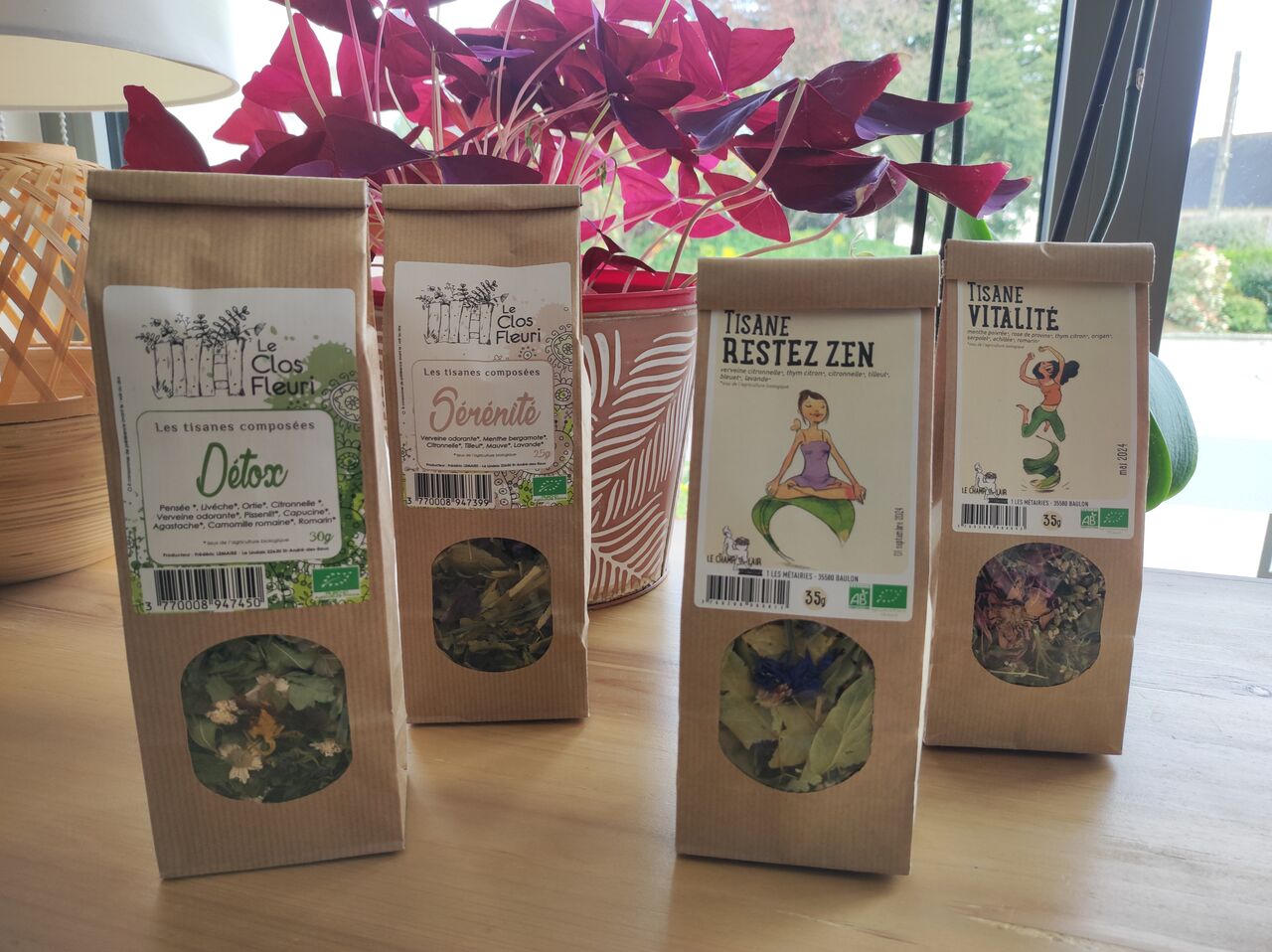 Tisanes Champ de l'air à Baulon et Le clos fleuri à Saint André des Eaux