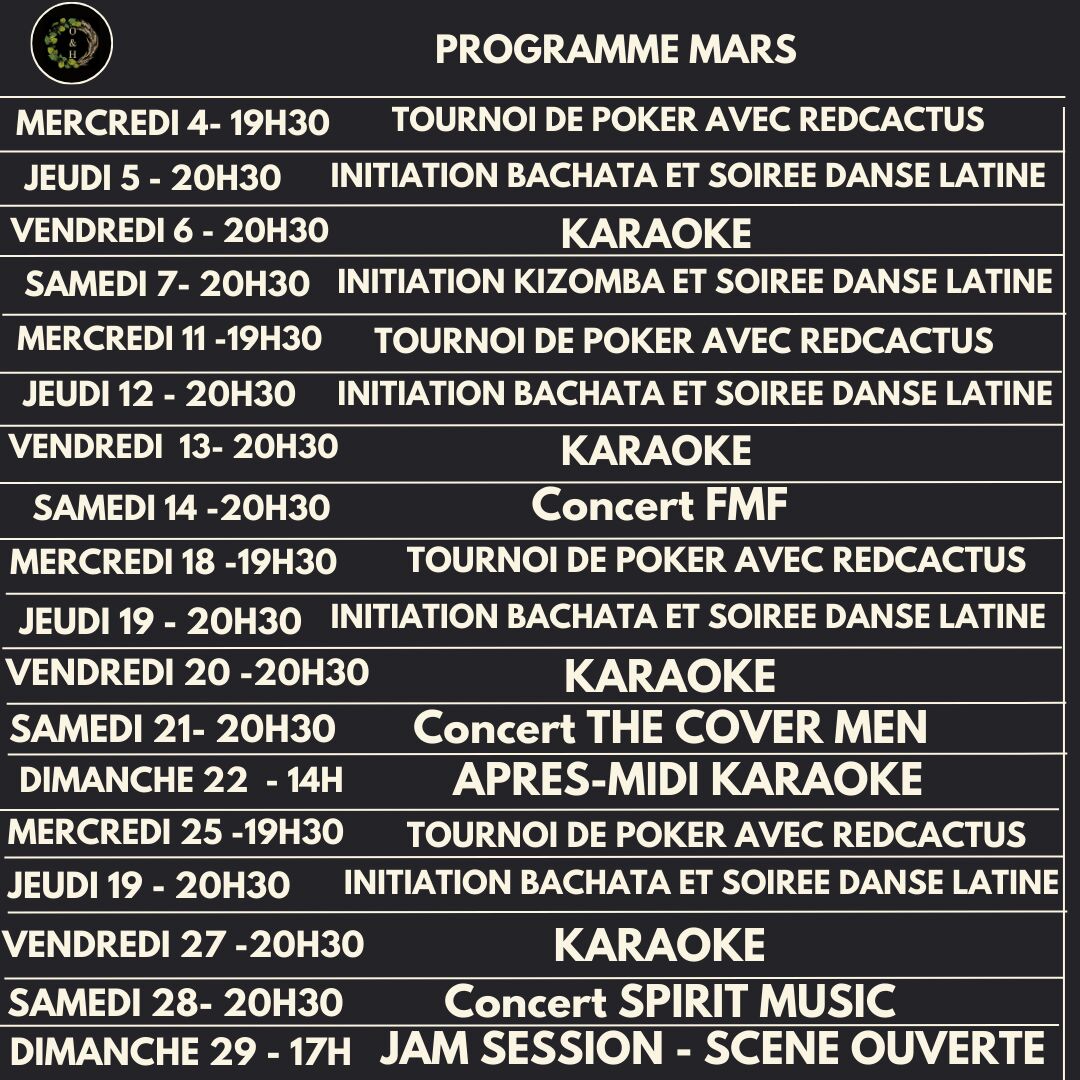 Programme de mars 2026