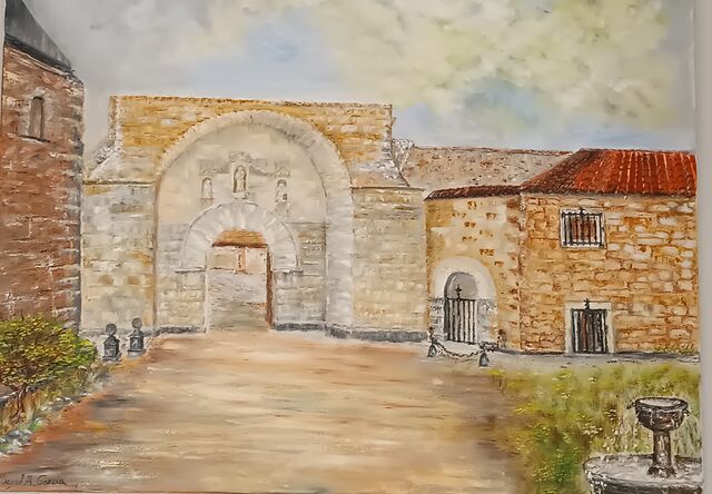 Pintura al oleo en restaurante 