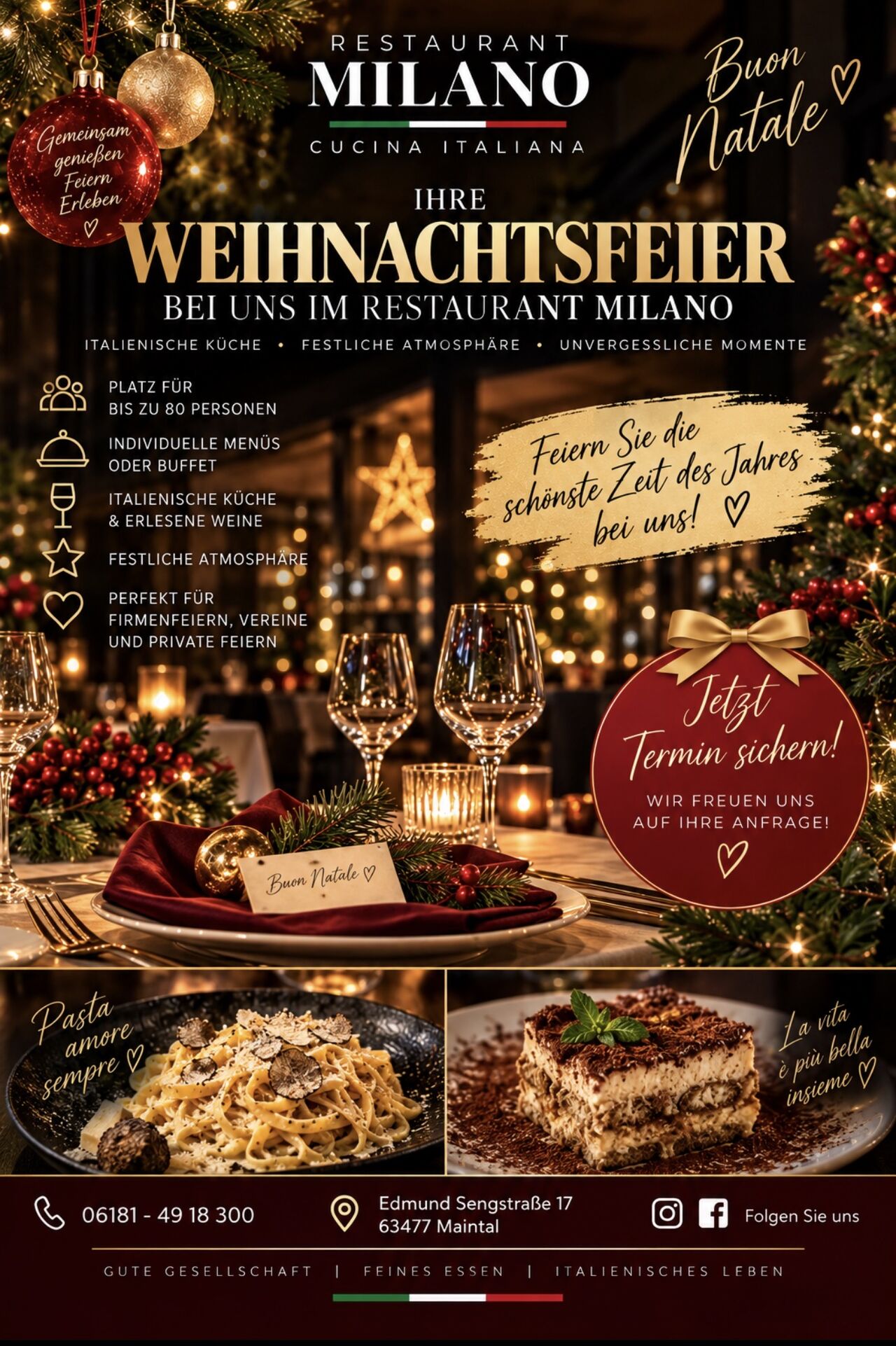Weihnachtsfeier bei uns im Restaurant Milano