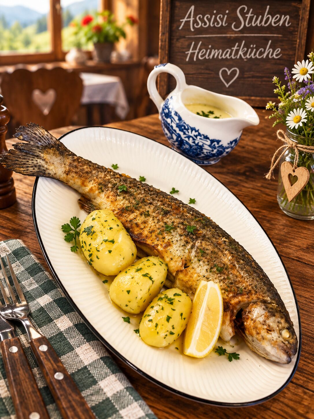Forelle gebraten mit Petersiliekartoffeln 