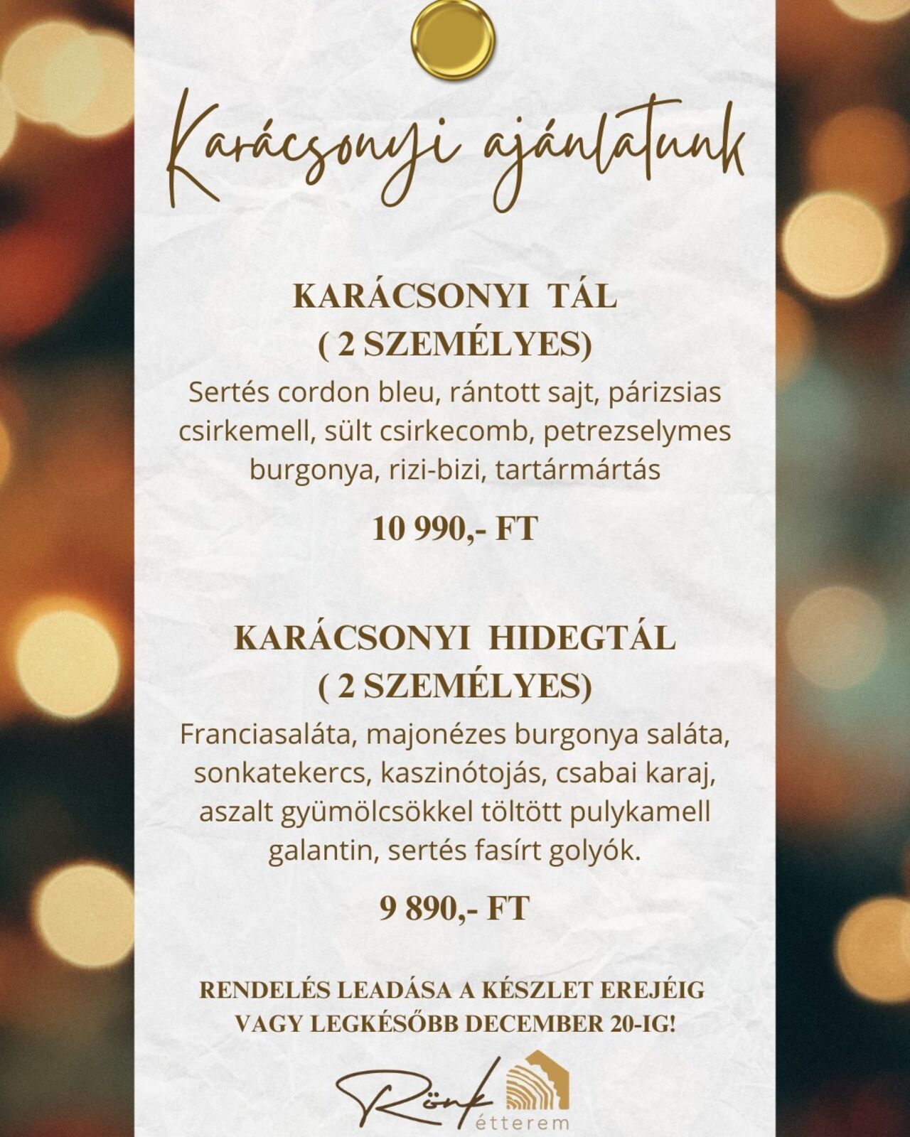 Karácsonyi ajánlatunk🎄❤️