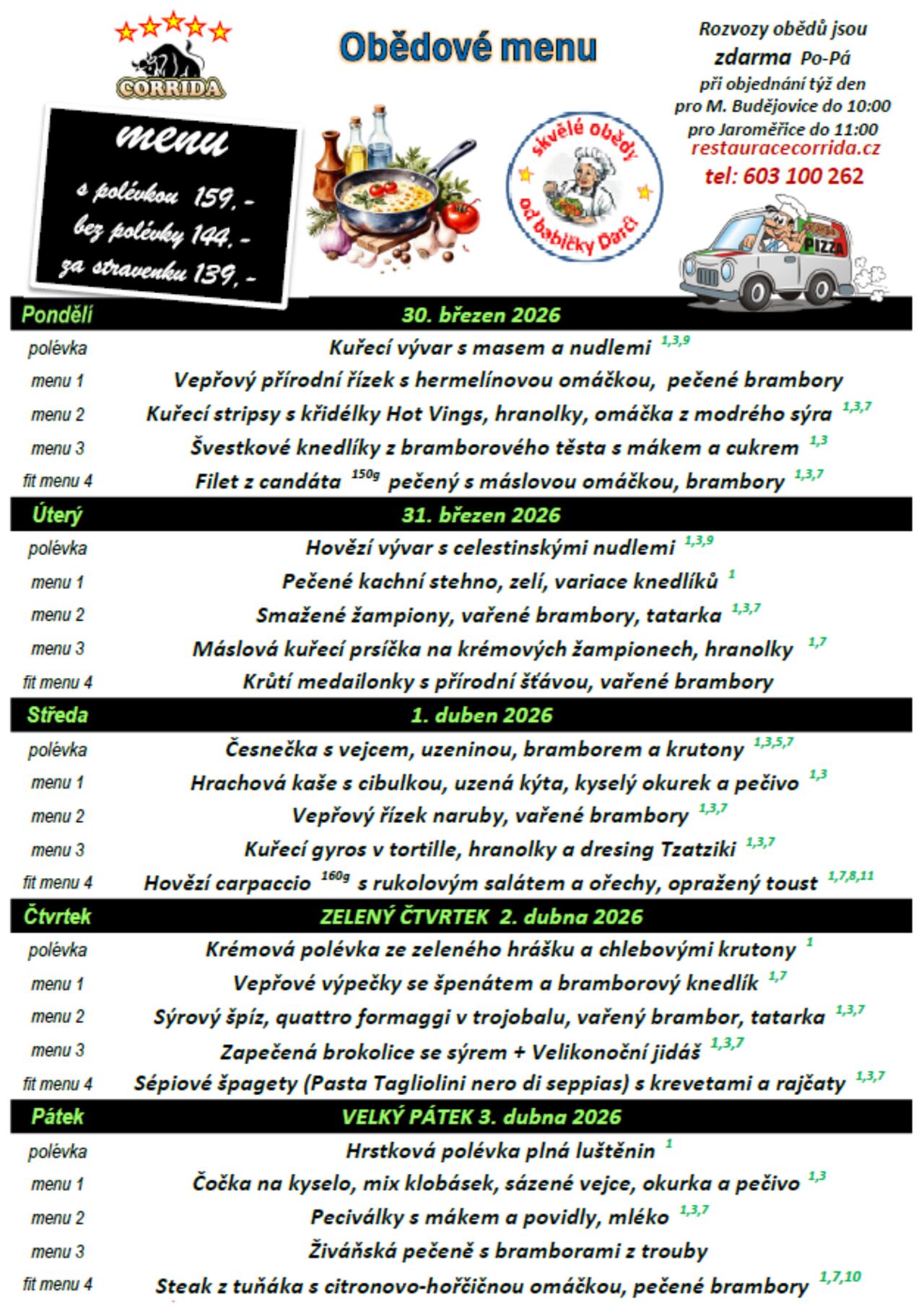 Týdenní obědové menu