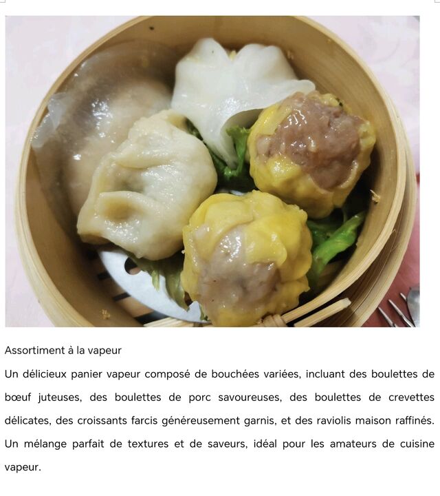 Assortment à la vapeur 