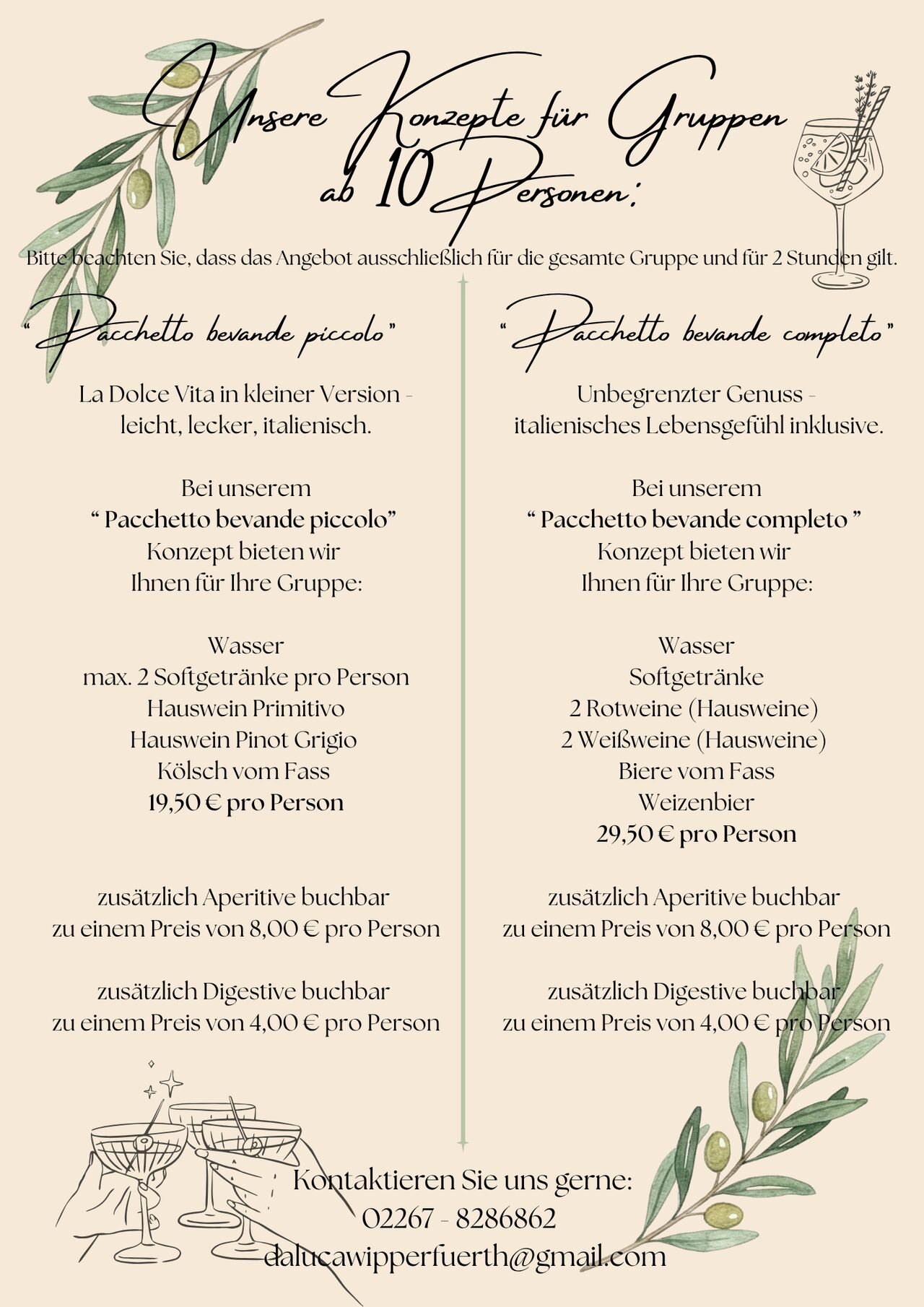 Pacchetto bevande Da Luca