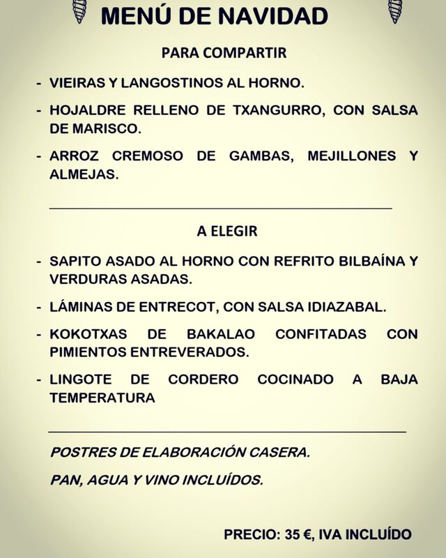 Menú de Navidad, desde el ww de Noviembre hasta el 12 de Enero.