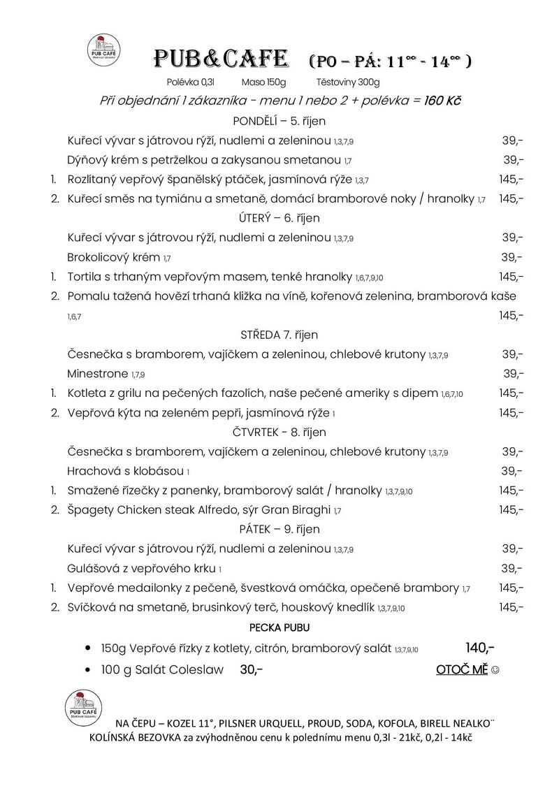DENNÍ MENU od 5. ŘÍJNA