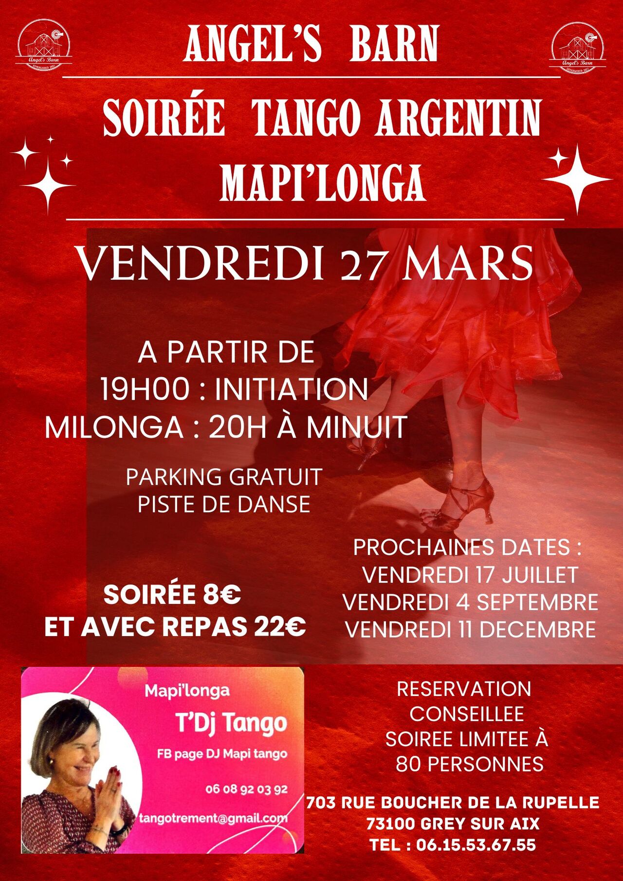 VENDREDI 27 MARS : SOIREE TANGO ARGENTIN MAPI'LONGA