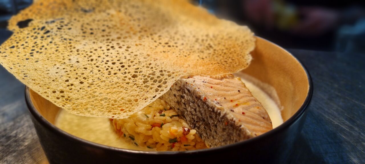 Saumon et son riz aux petits légumes 