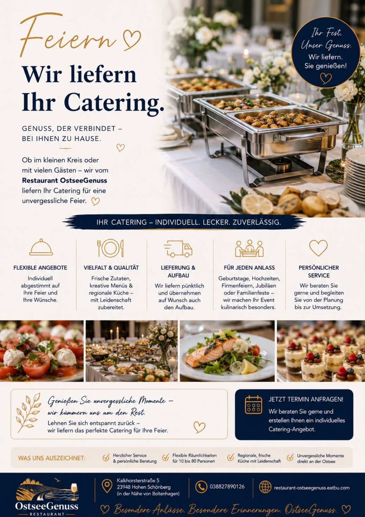 Catering vom Restaurant OstseeGenuss Genuss für Ihre Feier – wir kümmern uns um den Rest