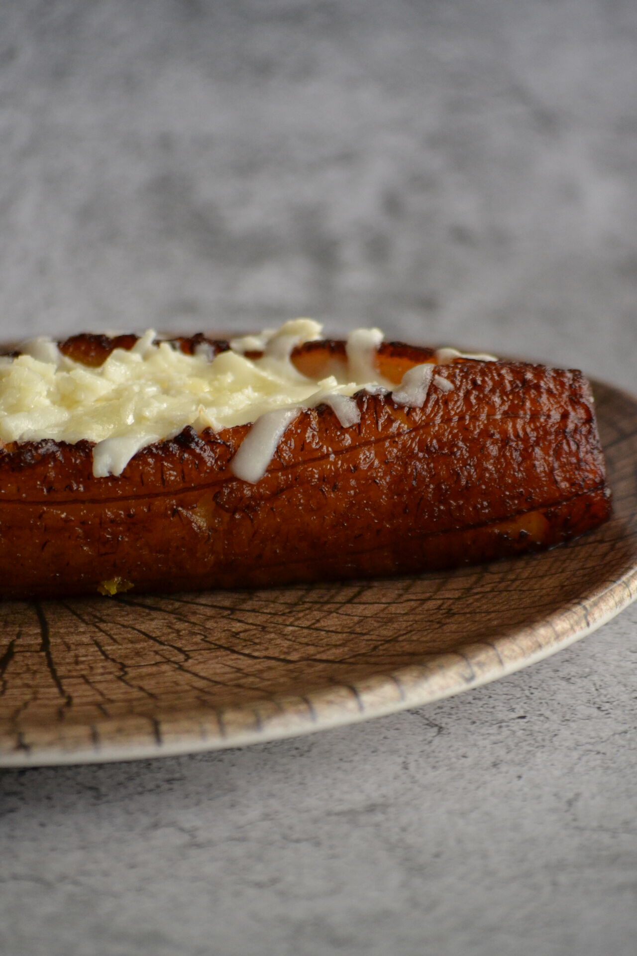 Plátano macho maduro con queso 