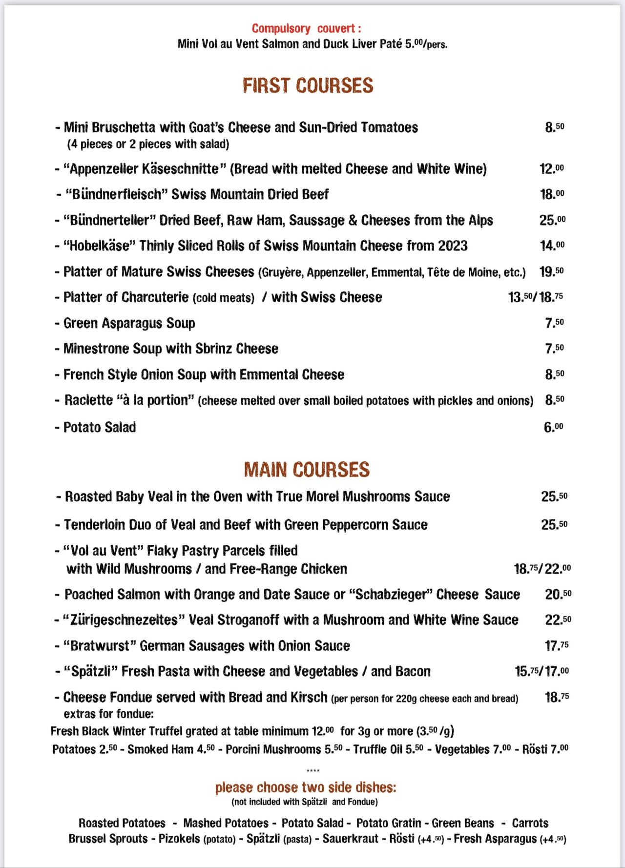 Christmas und New Year Menu