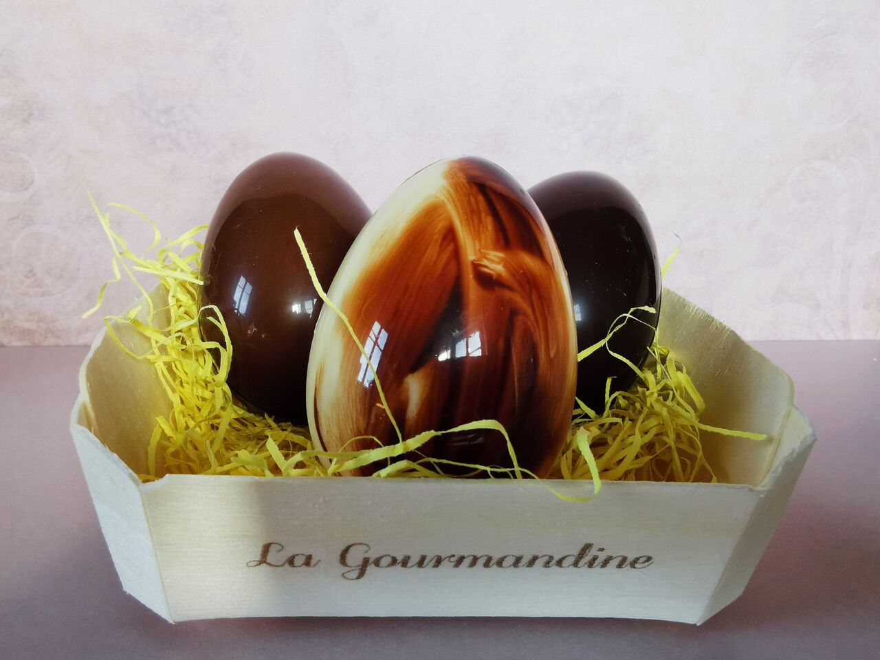 3 œufs 60g 3 couleurs différentes (aléatoires) Dans cagette bois 