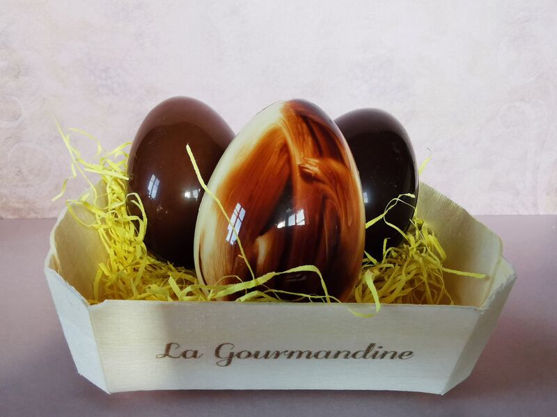 3 œufs 60g 3 couleurs différentes (aléatoires) Dans cagette bois 