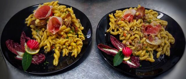 Fusilloni (tjestenina) sa kaneštrelima i istarskim pršutom