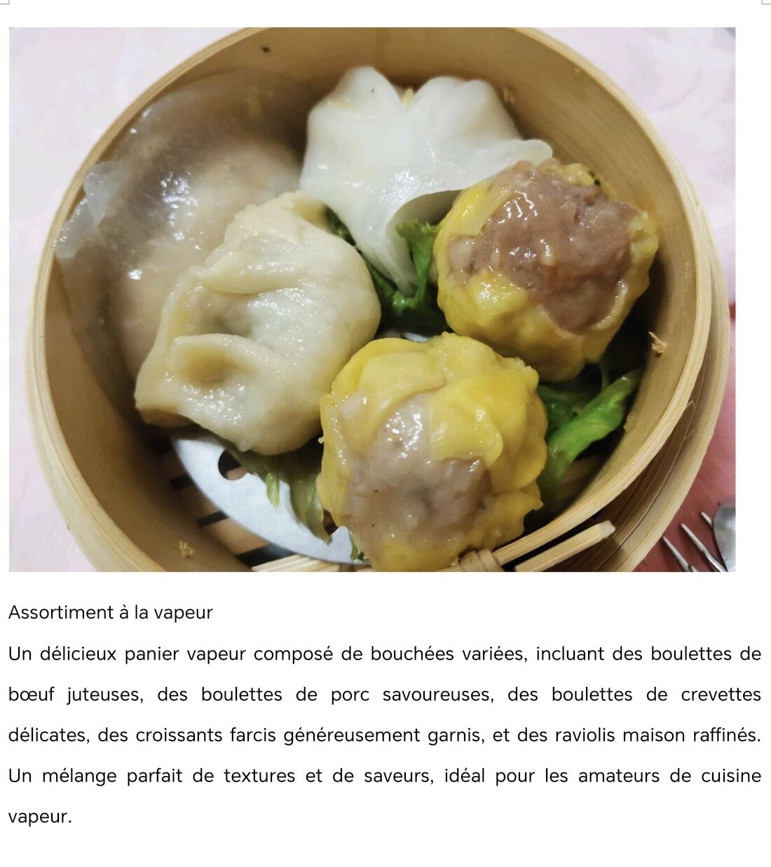 Assortment à la vapeur 