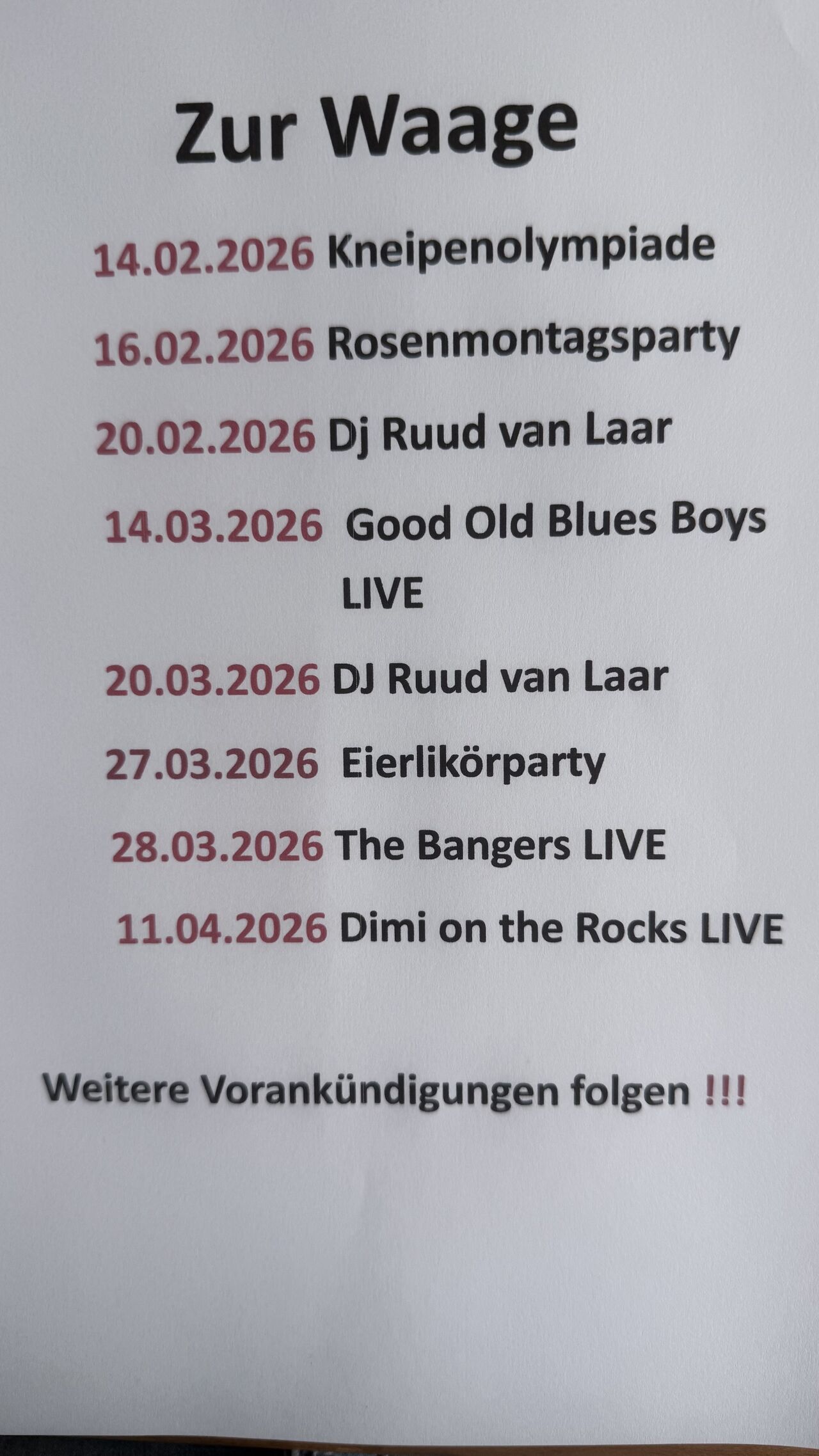 Vorankündigungen !!!!