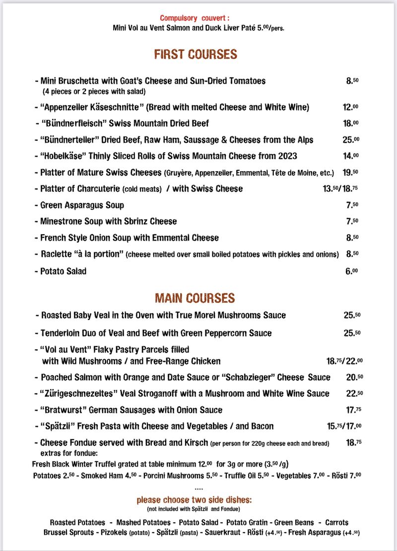 Christmas und New Year Menu