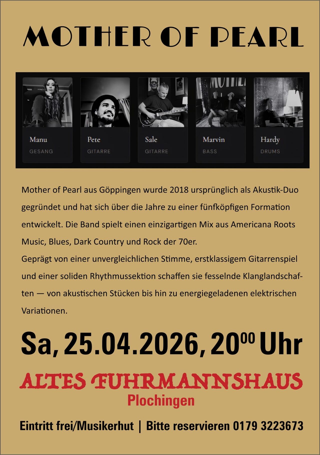 "Mother of Pearl" am Samstag, 25.04.26, ab 20 Uhr