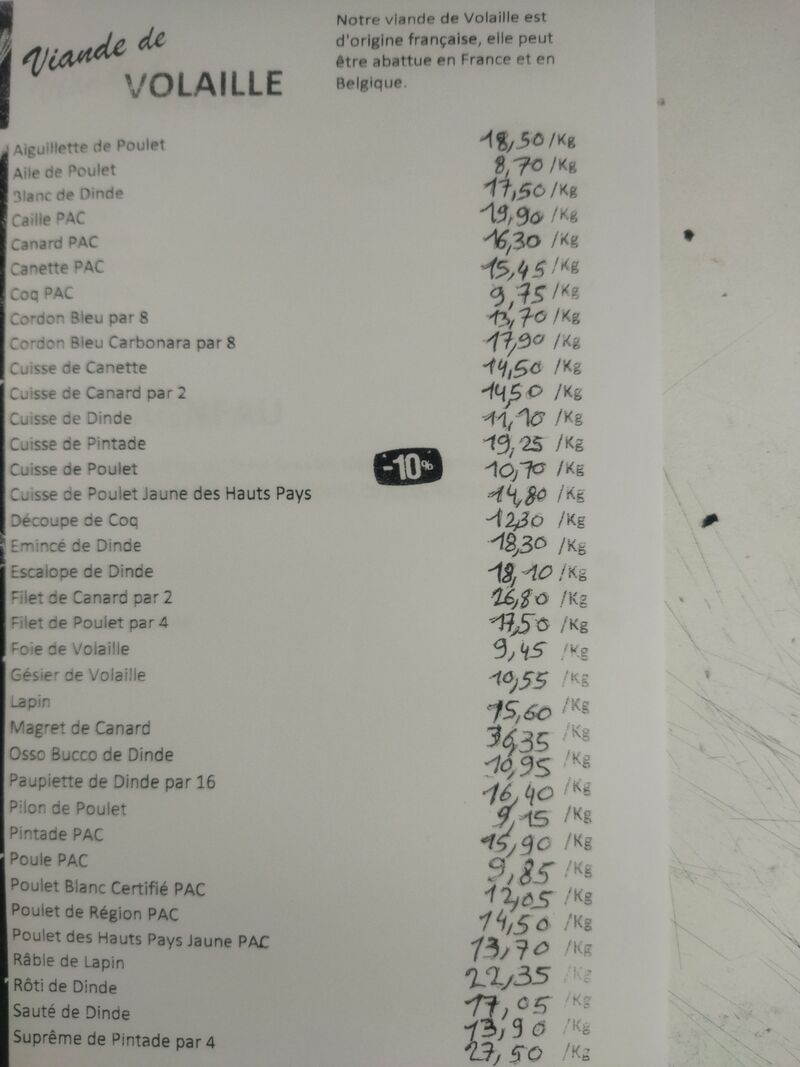 Viande de volaille 