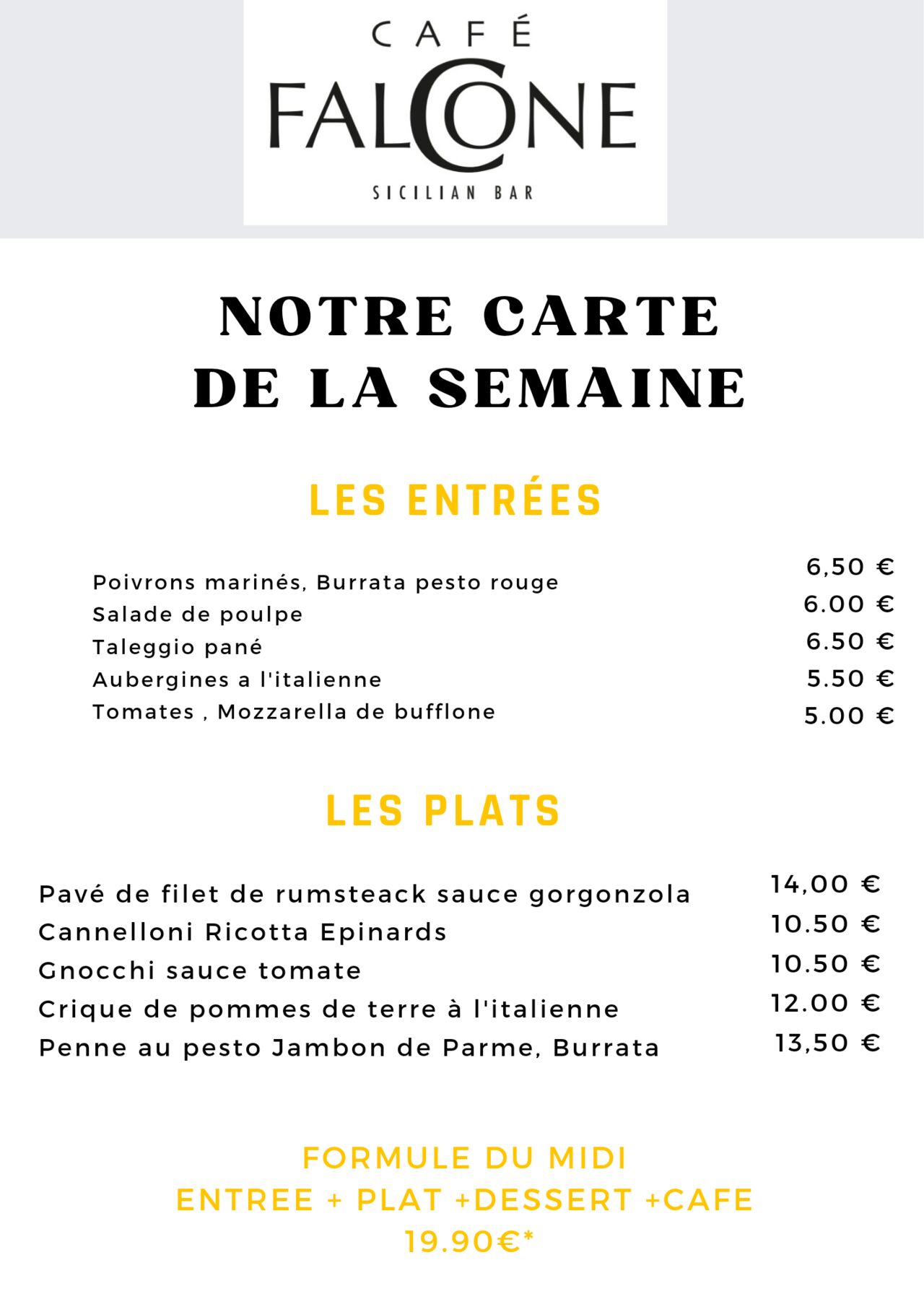 Voici notre menu de la Semaine du 1er mars
