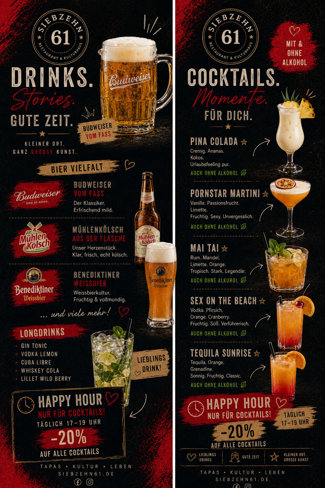 XXL Cocktail Happy Hour 17- 19 Uhr täglich !