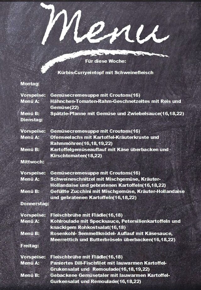 Speiseplan für diese Woche
