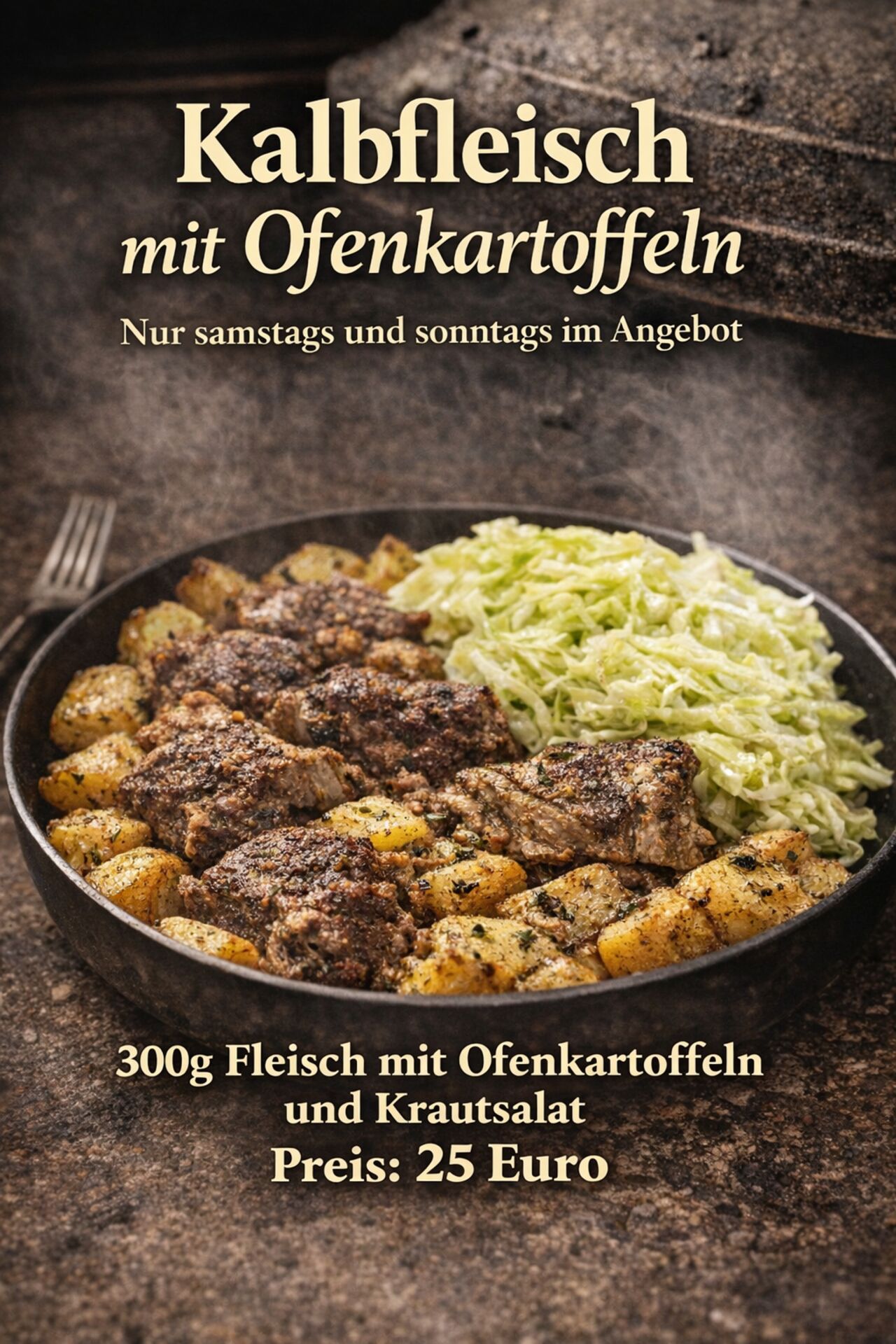 Kalbfleisch mit Ofenkartoffeln