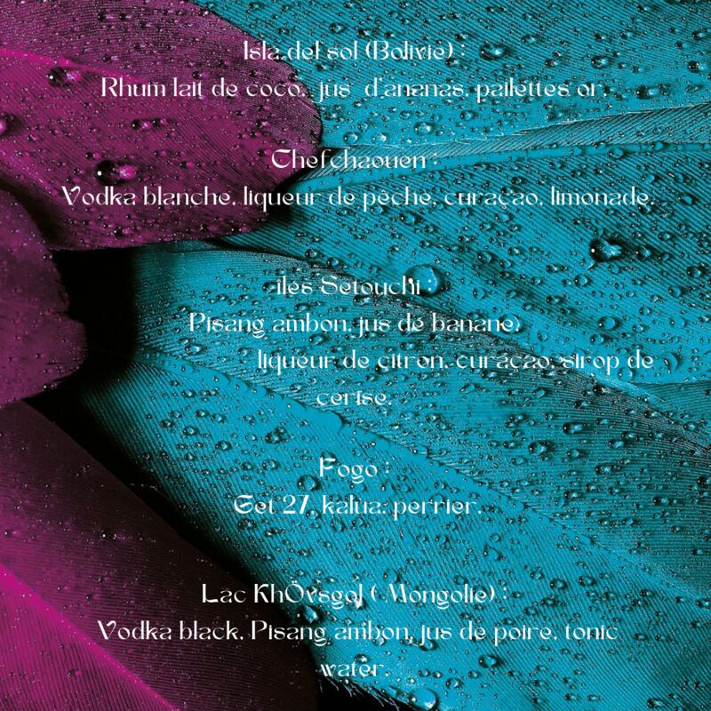 Carte des cocktails
