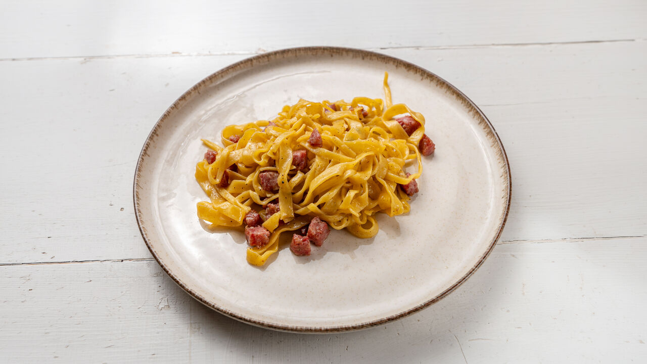 Tagliatelle Ciauscolo e Varnelli