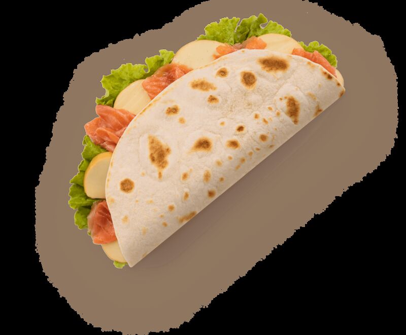 Mayonnaise, geräucherter Provola, Lachs und Salat