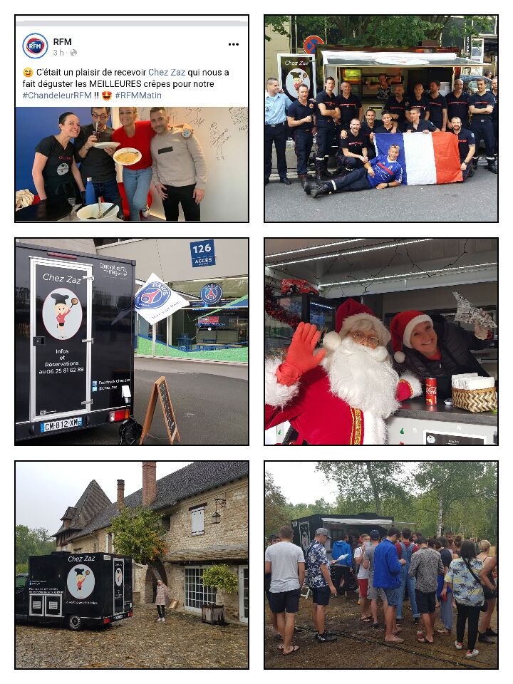 Quelques événements: RFM, PSG, festival, retour de noces, fête des pompiers, même le Père Noël mange au foodtruck Chez Zaz!!!