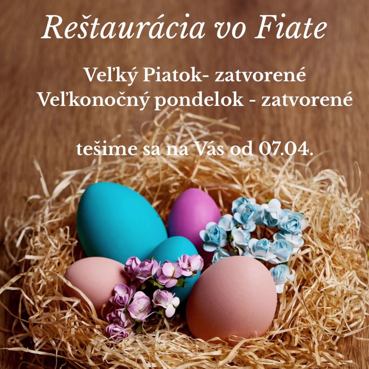 Otváracie hodiny počas veľkonočných sviatkov.