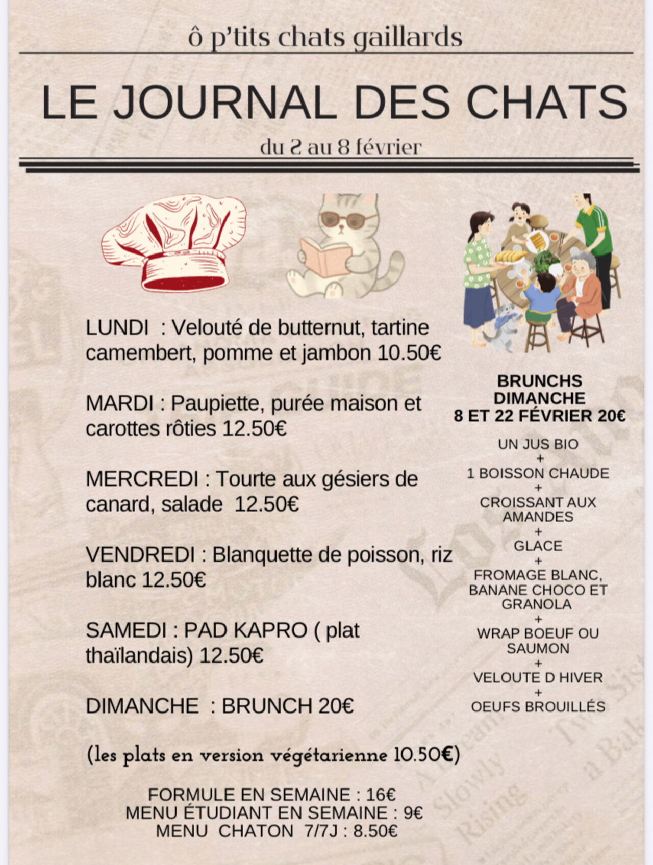 Menu du 2 au 8 février