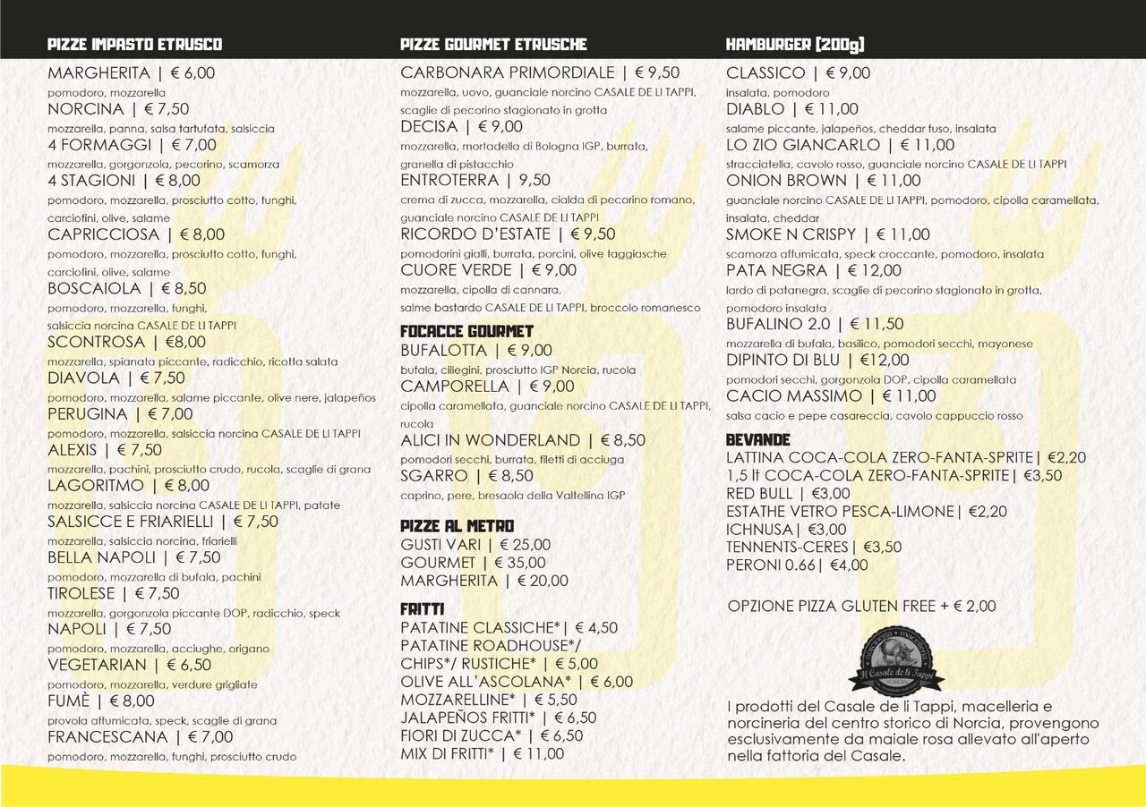 nuovo menu delivery e take-away