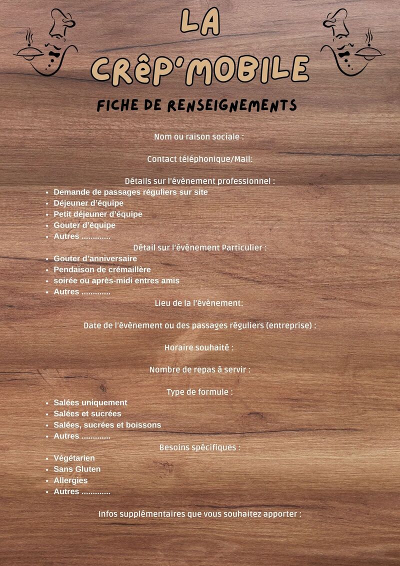 Fiche de renseignements