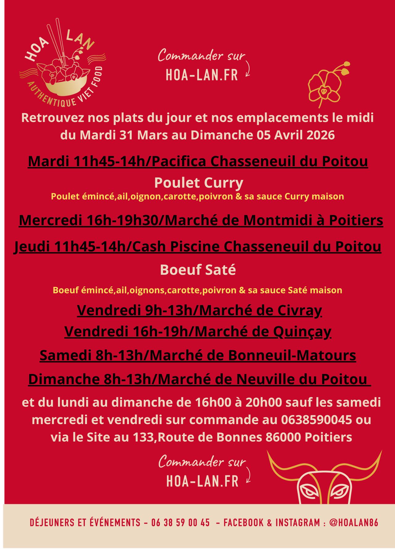 Semaine du 31 Mars au 05 Avril 2026