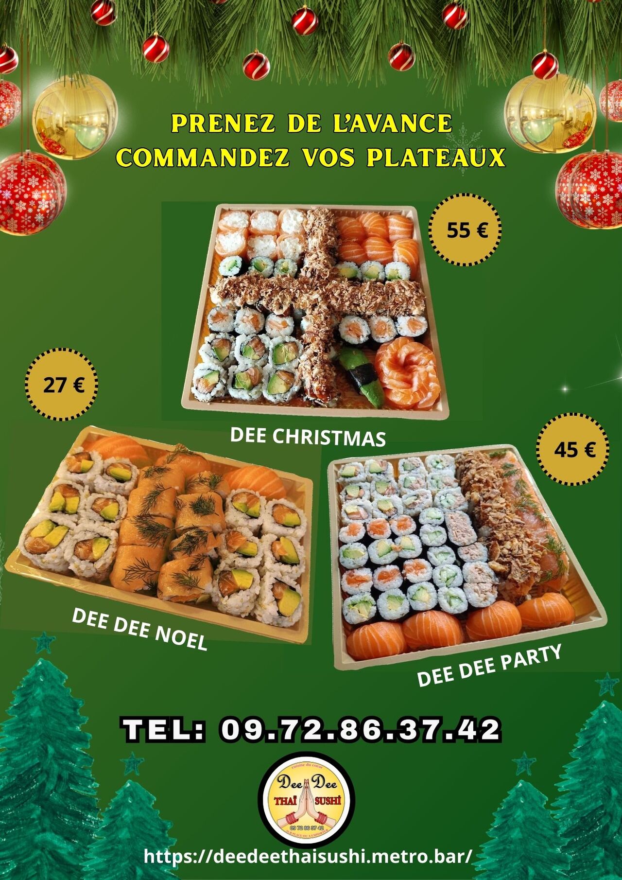 NOS FORMULES POUR VOS FETES DE NOEL et DE FIN D'ANNEE