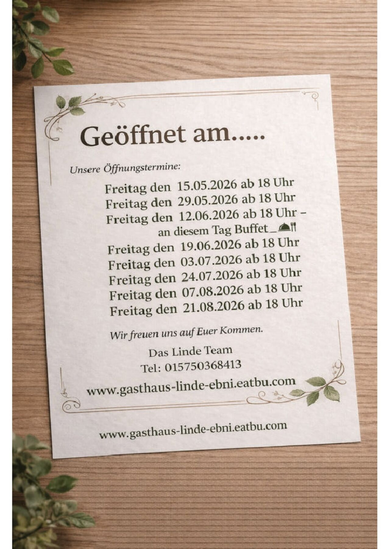 Öffnungstermine