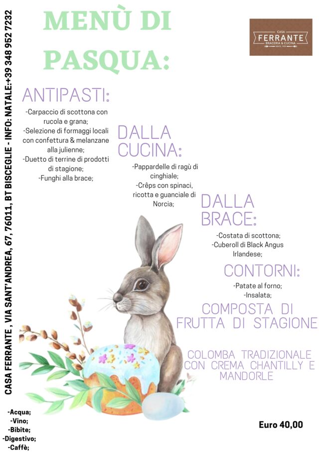 menù di Pasqua 2022 
