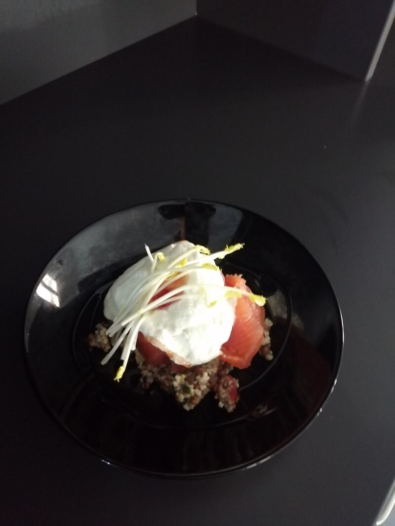 Gravelax de saumon, chantilly wasabi 