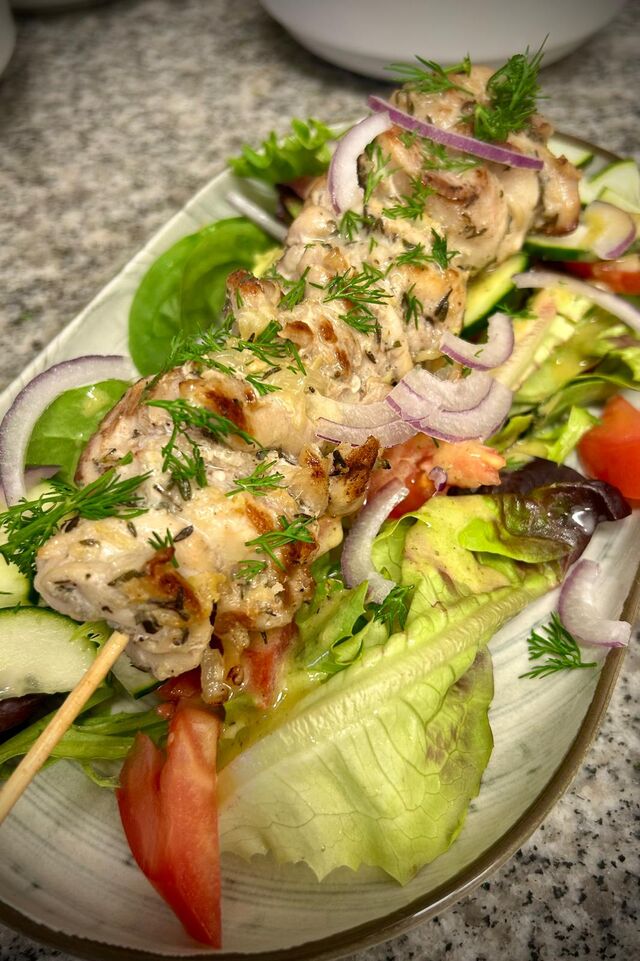 Souvlaki de Poulet au Citron Confit