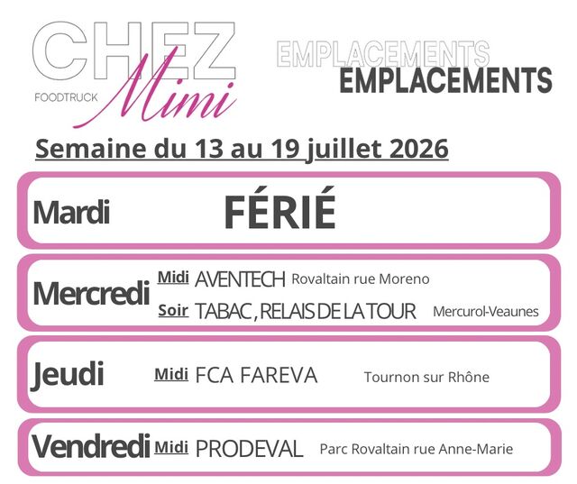 Du 13 au 19 Juillet 2026