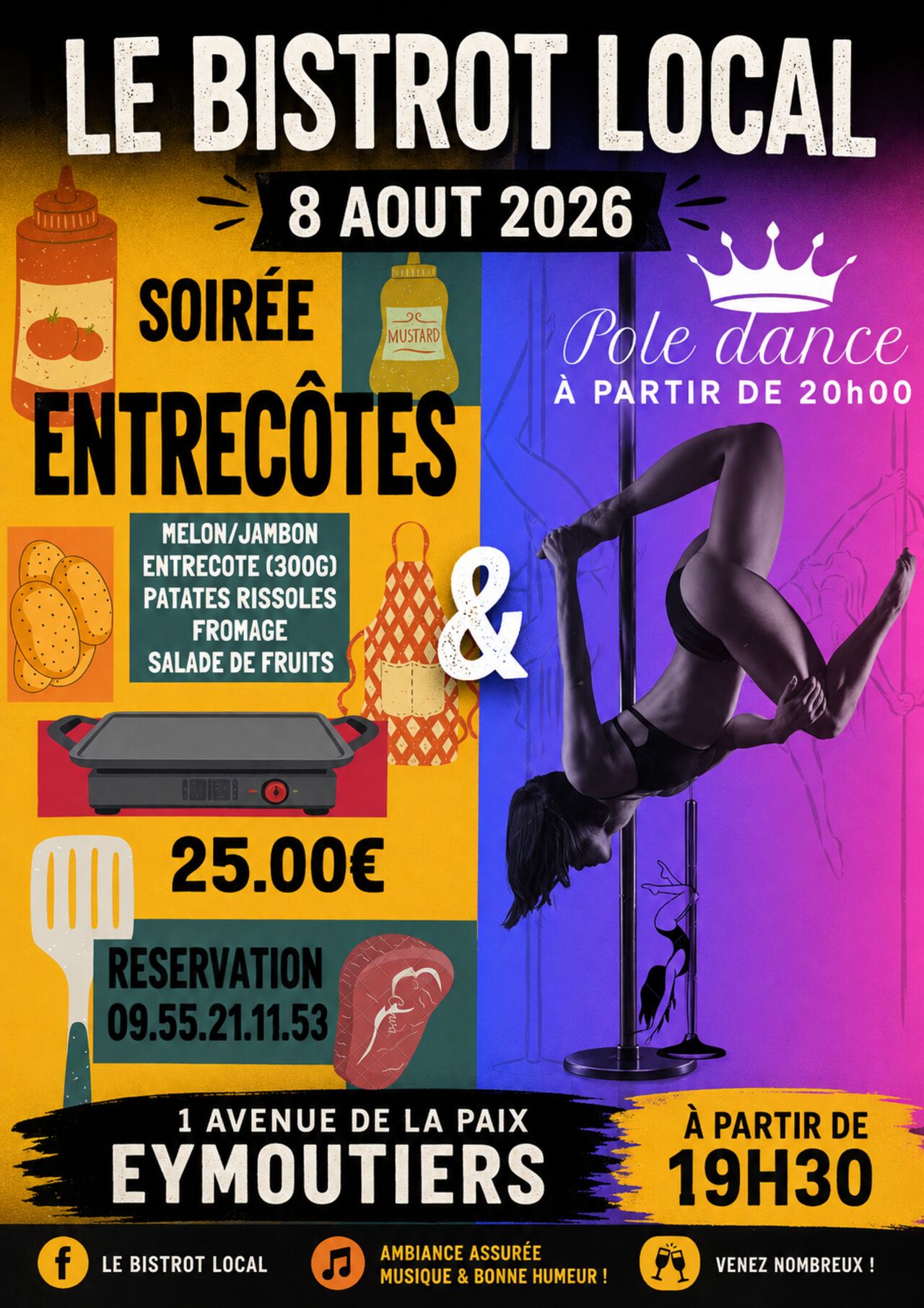 Soirée pole dance et entrecôte