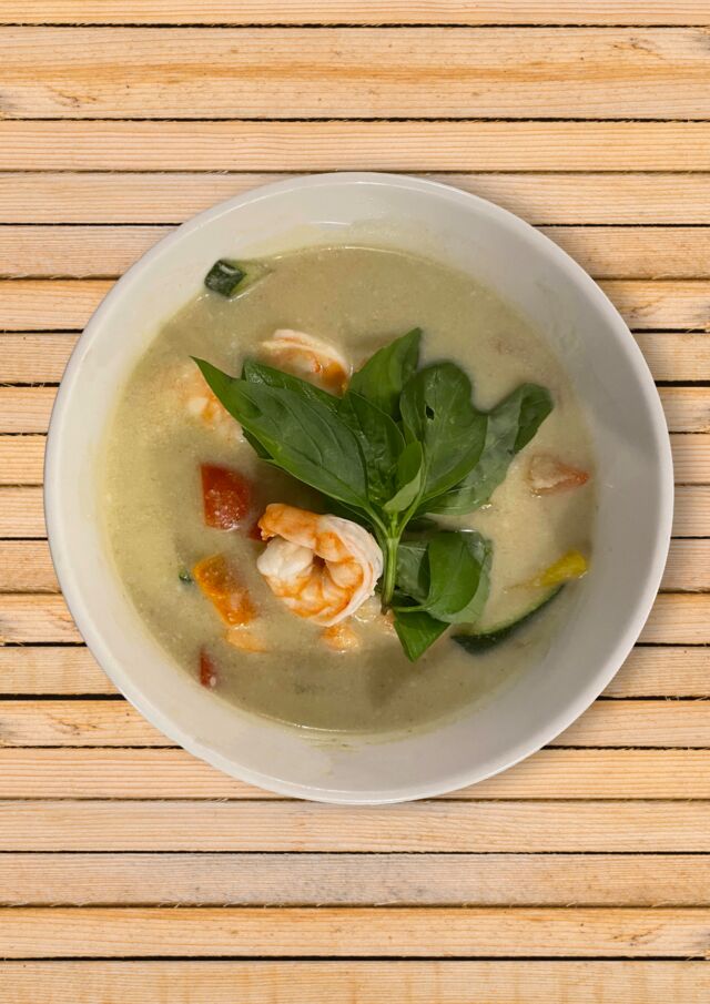 Curry vert( crevette ou Poulet ou vegé)