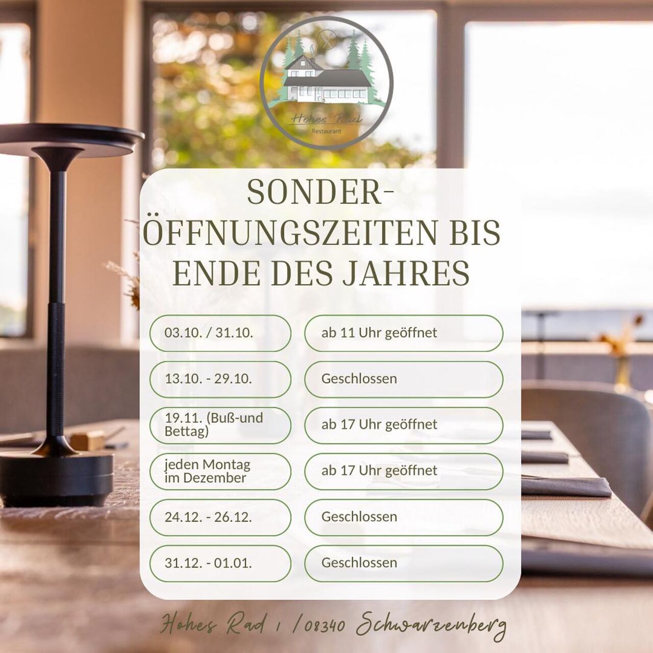 Sonder-Öffnungszeiten