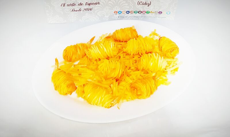 Crujientes de langostinos y patatas