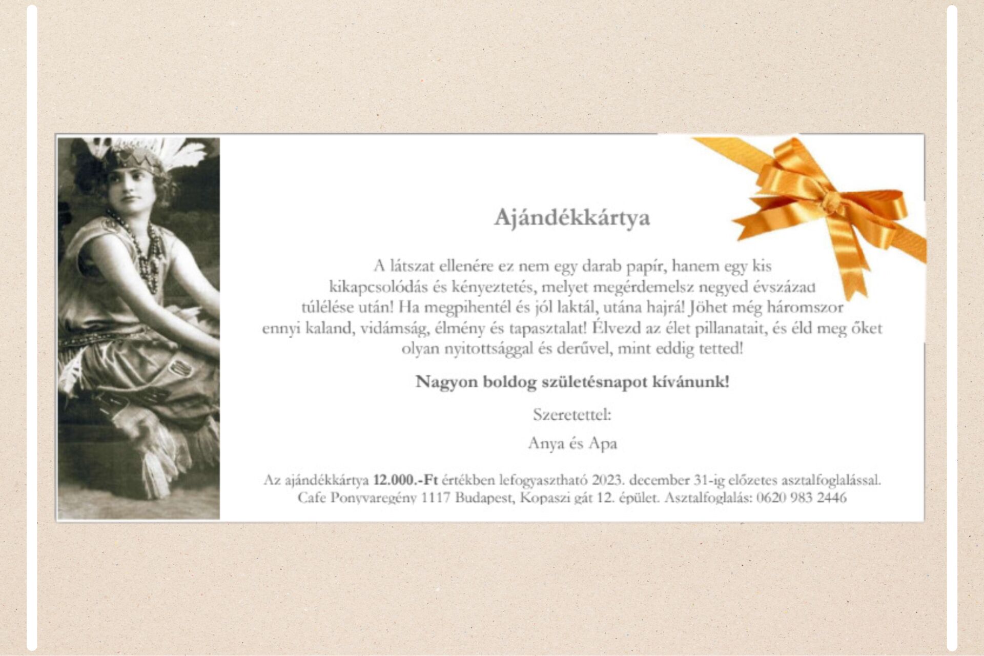 Ajándékkártya rendelhető