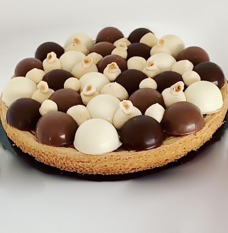 Tarte 3 chocolats sur une base de palet breton