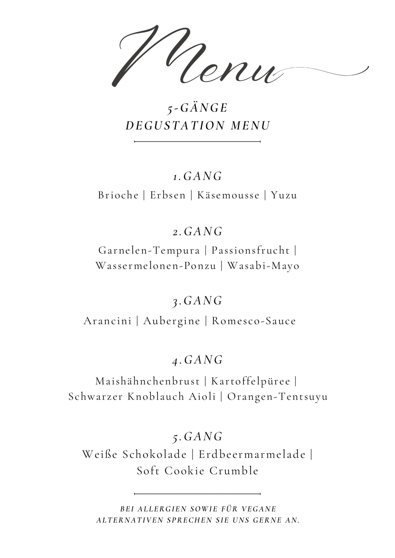 5-Gange Degustation Menu